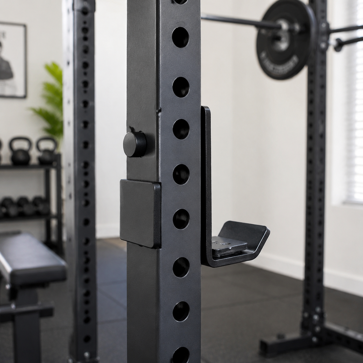 Barbell J-Cups, Heavy Duty Steel J-Cup Barbell Holders for Rack, Squat Rack J-Cups for Strength Exercises